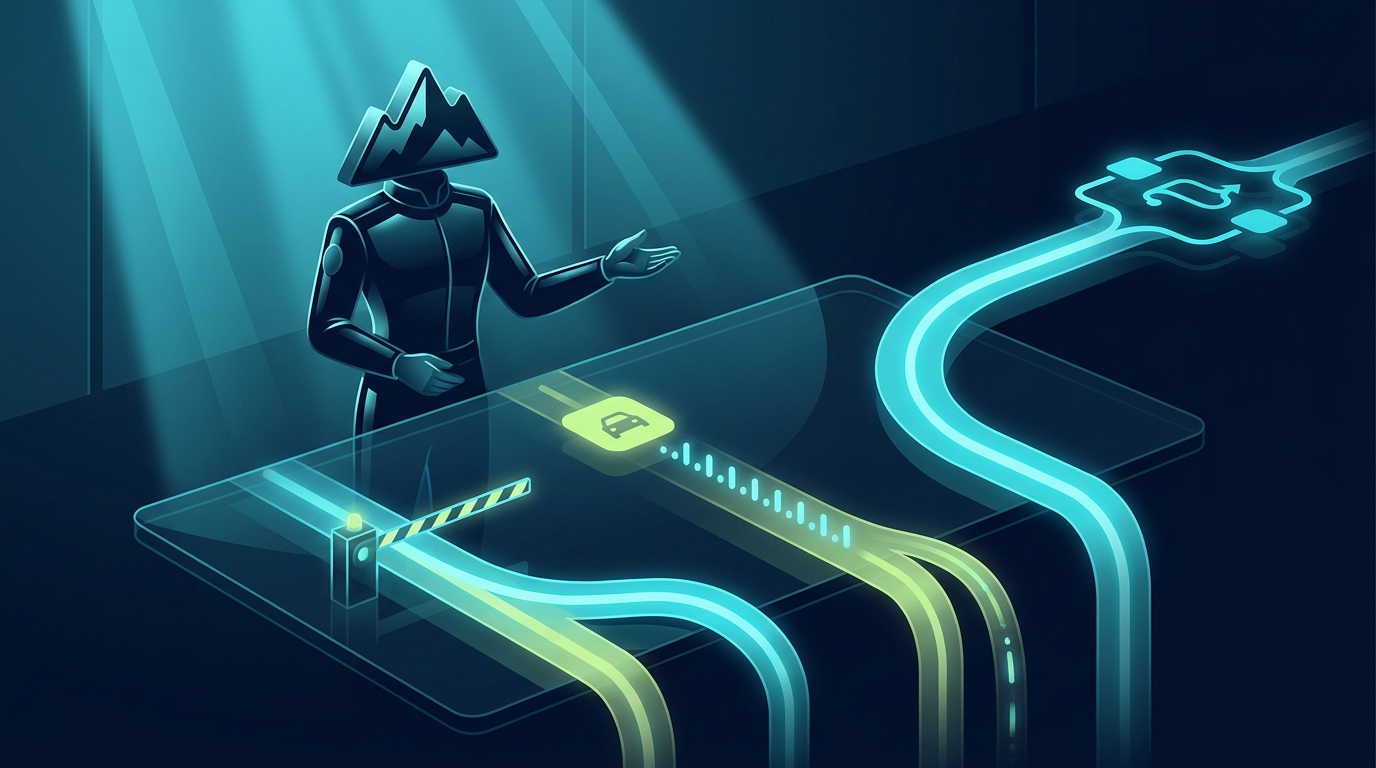 Rocky directing queued, steered, and interrupted workflow lanes through a guarded operations console